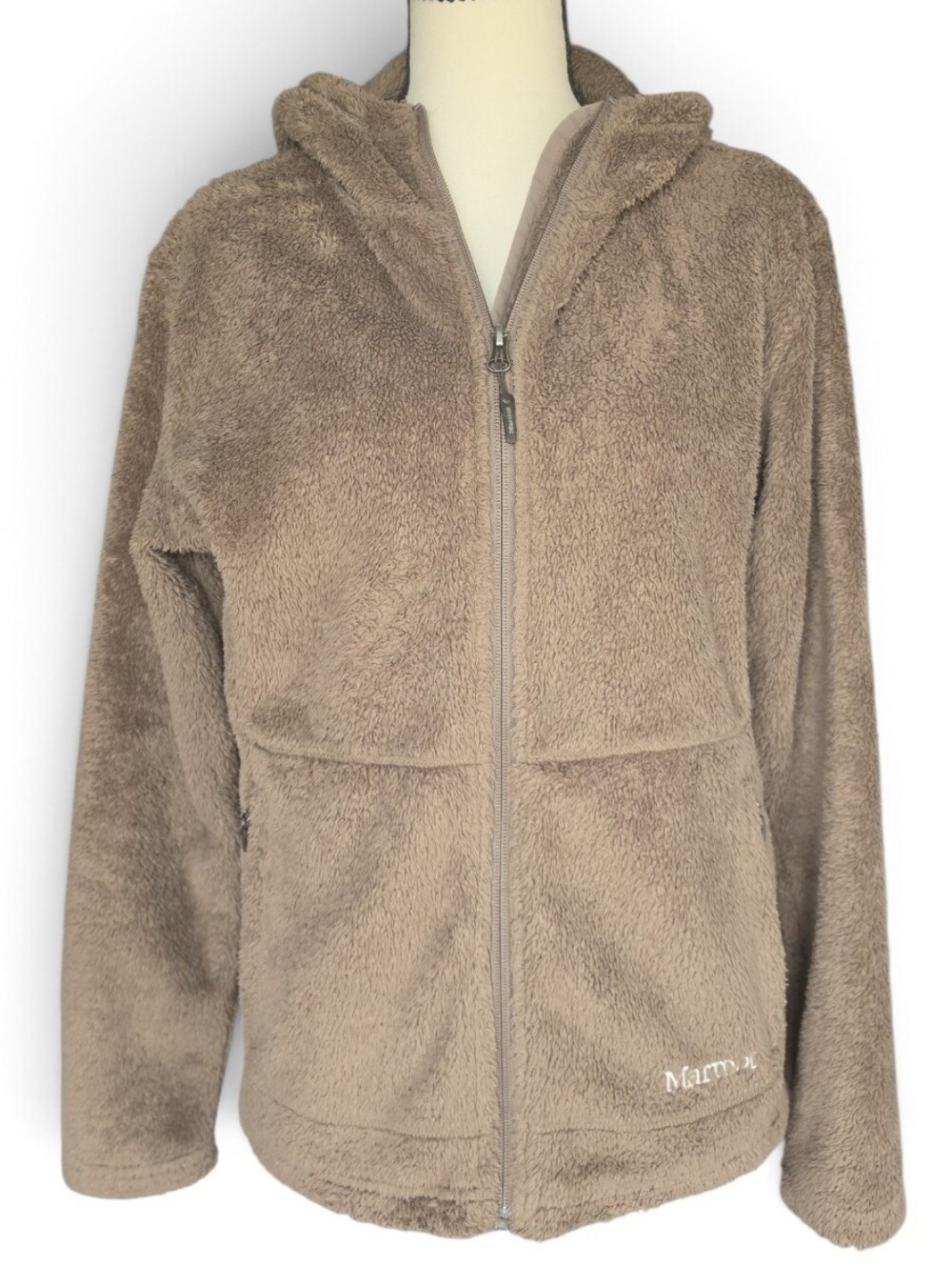 Marmot Women's Taupe Plush Hooded Jacket-Size Large